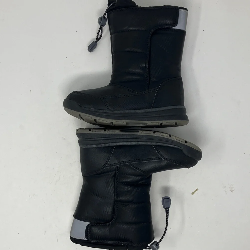 Lands’ End Youth Black Winter Boots US 11M – Hook & Loop, Drawstring Top